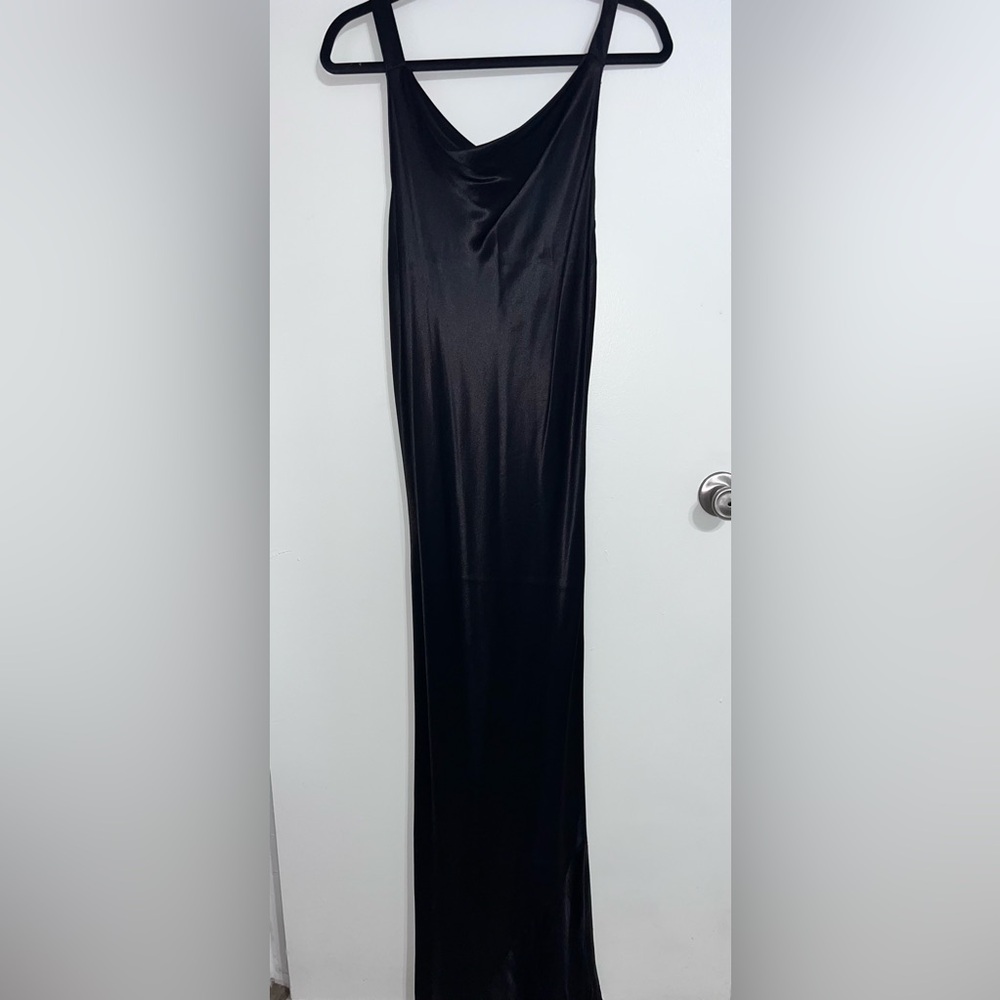 Satin Elegant Black Maxi Dress. ( Christmas/ New years )